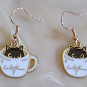 Pair CAT Cafe Cup Earrings (F25)